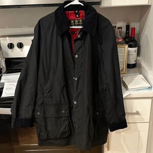 Barbour Men's Black Raincoat with Red Lining